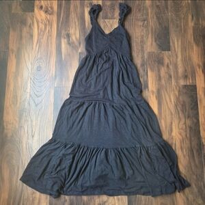 Free People Beach Charcoal Tiered Maxi Dress with Tie Back